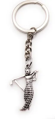 Produktbild von Onwomania Schlüsselanhänger Keychain Silber Metall Golf Spieler Gamer mit Schläger