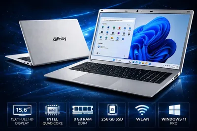 Produktbild von Difinity Notebook 15,6" Full-HD, Intel QuadCore, 256GB SSD, 8 GB RAM, Windows 11