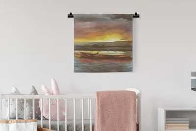 Produktbild von MuchoWow® Wandteppich Wandbehang Boot - Meer - Sonne 60x60 cm Tapisserie Dekoration Wandtuch - Dekorationen - Wand Decke