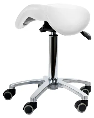 Produktbild von Drehhocker mit verstellbarem Sattelsitz in Weiß