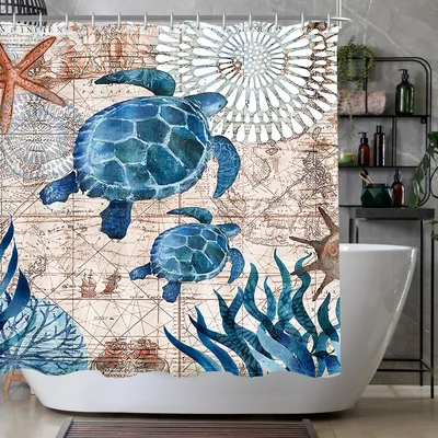 Obrázok produktu pre Sprchový záves morská korytnačka 180x160cm protiplesňový polyesterový záves