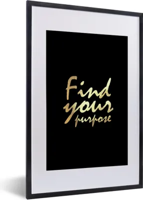 Produktbild von MuchoWow® Gerahmtes Poster Zitat - Leben - Gold - Schwarz 40x60 cm - Poster mit Schwarzem Bilderrahmen Wandposter Rahmen Foto Bilder - Poster in Rahmen
