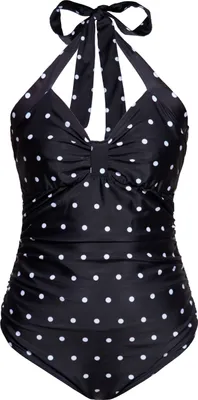 Produktbild von QUEEN KEROSIN Badeanzug Im Vintage-Design Dotted Schwarz Xxl
