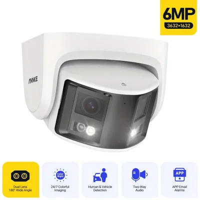 Image de Caméra de surveillance IP 6MP - Caméra de sécurité à double objectif - Caméra extérieure - Caméra de surveillance
