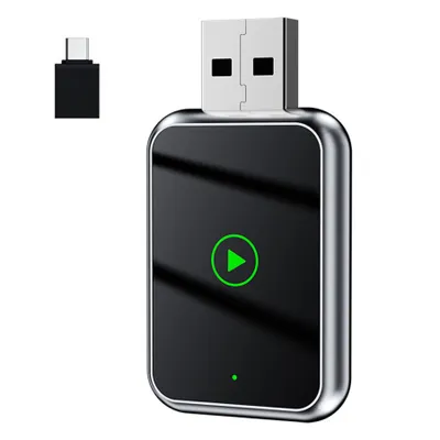 Produktbild von Wireless für Carplay Adapter,2 in 1Android Auto & Apple Carplay Mini-Adapter,Plug and Play,Intelligente Sprachsteuerung,mit Metallrahmen,Silber