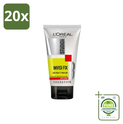 Produktbild von 20 x L'Oréal Paris Studio Line Invisi Fix 24h Clear & Clean Haargel 150 ml - Großpackung - 20 Stücke
