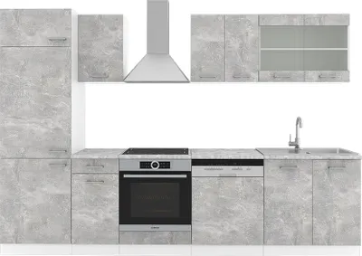 Produktbild von Vicco Küchenzeile R-Line, 300 cm ohne Arbeitsplatte, Beton/Weiß