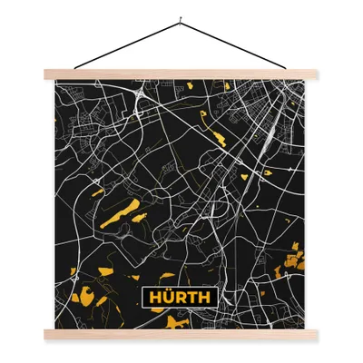 Produktbild von MuchoWow® Textilposter Gold - Deutschland - Karte - Hürth 40x40 cm mit holzfarbenen Rahmen - Posterleiste