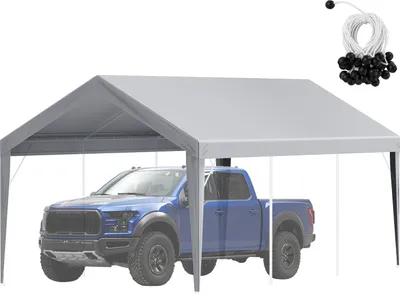 Obrázok produktu pre SucceBuy náhradný prístrešok na auto, 10' x 20', odolný, vodotesný a UV chránený kryt garážového stanu, jednoduchá inštalácia pomocou napínacích popruhov, sivý (len vrchný kryt, rám nie je súčasťou balenia)