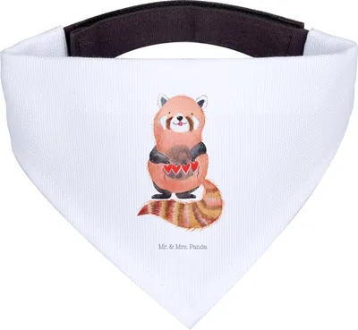 Produktbild von Mr. & Mrs. Panda Bandana Roter Panda - Weiß - Geschenk, Lieblingsmensch, Halstuch für Hund, Liebe, Herz, Hundehalstuch, Liebling, Lustige Sprüche, Hunde, Rot