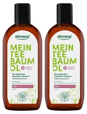Produktbild von alkmene Mein Teebaumöl Kopfhaut Tonikum 2x 250 ml Juckreiz Linderung 100% bestätigt - vegan - beruhigendes Haarwasser