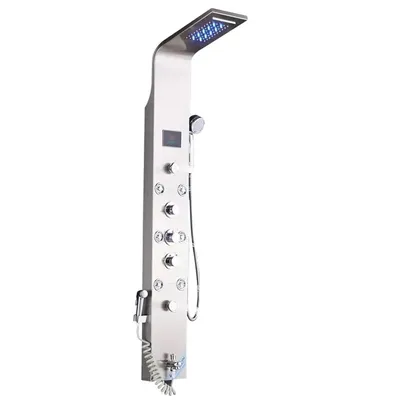 Produktbild von LED Duschpaneel, 6 Modi, Digitale Temperaturanzeige, Edelstahl, Gebürstetes Nickel 8009/li/ul/div