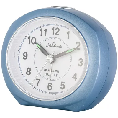 Produktbild von Atlanta 1593/5 Wecker Quarz analog blau leise ohne Ticken mit Licht Snooze