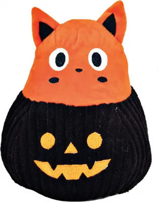 Produktbild von Kürbis mit Katze als Halloween Hundespielzeug