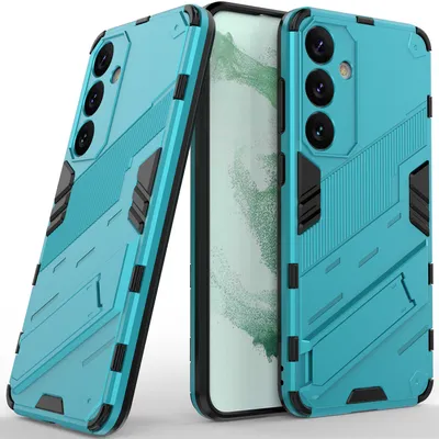 Image de Etui pour Samsung Galaxy S24 Etui de protection antichoc hybride en PC TPU avec fonction Stand Bleu