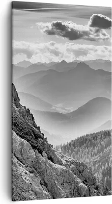 Produktbild von Bild auf Leinwand - Leinwandbild - Einteilig - Schwarzweiß Landschaft Berge - 45x80cm - Wand Bild - Wanddeko - Wandbilder - Leinwanddruck - Bilder - Wanddekoration - Leinwand bilder - PA45x80-4560