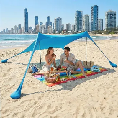 Produktbild von Strandmarkise, Strandzelt, Camping, Sonnenschutz, Außensonnenschutz, Strandsonnenschirm, Zelt, Strandsonnenschirm, Picknick, Angeln