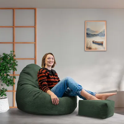 Produktbild von Dreamroots, Sitzsack, Bean Bag 90x90x100 cm , mit Fußstütze und Bezug, Forest Symphony
