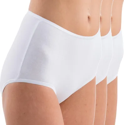 Damen high-waist hochgeschlossen Slip Taillenslip weiß 3er Pack