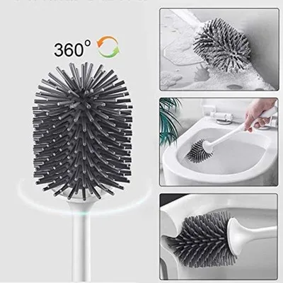 Produktbild von Silikon-Toilettenbürste Wandmontage weiß schwarz