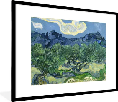 Produktbild von MuchoWow® MuchoWow® Gerahmtes Poster Die Olivenbäume - Vincent van Gogh 80x60 cm - Poster mit zchwarzem Bilderrahmen - Schlafzimmer-Dekorationen - Fotoposter