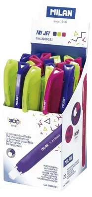 Imagen del producto de Soporte automático para gomas de borrar "Milan Displaybox 21 Tri Jet", colección "Acid", varios colores, para niños, varios colores, talla única