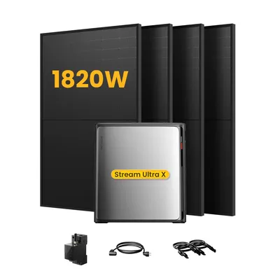 Produktbild von EcoFlow STREAM Ultra X 3,84 kWh Speicher für Balkonkraftwerk mit 4x Astronergy 450W Solarmodule und Smart Meter, 6000 Zyklen, 4 MPPT (0% MwSt)