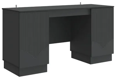 Zdjęcie produktu dla Biurko z półką vidaXL, czarne, 142,5 x 50 x 75 cm, materiał drewnopochodny