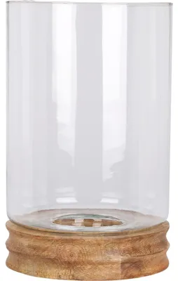 Produktbild von Dekorative Laterne aus Mangoholz und Glas Ø 26 cm, Höhe 41 cm