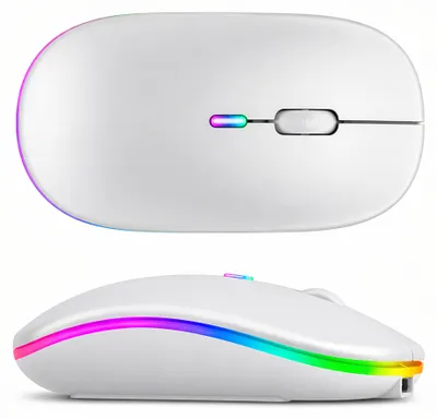 Zdjęcie produktu dla Mysz bezprzewodowa ergonomiczna do laptopa komputera LED biała