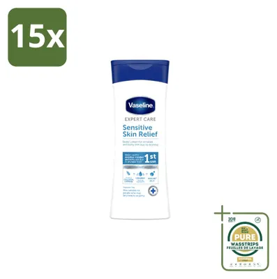 Productafbeelding van 15 x Vaseline Expert Care Lichaamslotion voor Gevoelige Huid - 400 ml - Voordeelverpakking - 15 stuks