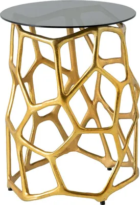 Obrázek produktu pro Odkládací stolek 50 cm, sklo, zlatý design, moderní stolek do obývacího pokoje – KOUPIT NYNÍ