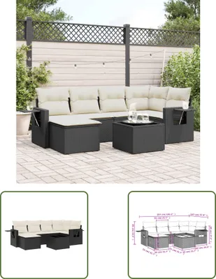 Produktbild von The Living Store 7-tlg. Garten-Sofagarnitur mit Kissen Schwarz Poly Rattan