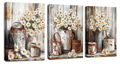 Obrázek produktu pro Plátno na zeď, dekorace, 40x60 cm, sada 3 kusů, motiv květin, vhodné do ložnice