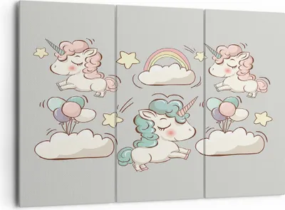 Produktbild von Bild auf Leinwand - Leinwandbild - Wolke Tapete Einhorn Ballon - 165x110cm - Wand Bild - Wanddeko - Leinwanddruck - Bilder - Kunstdruck - Wanddekoration - Leinwand bilder - Wandkunst - CE165x110-2859
