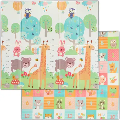 Produktbild von Relaxdays Spielmatte Tiere, faltbar, schadstofffrei, abwaschbar, 195x175 cm, XPE-Schaumstoff, Spielteppich Kinder, bunt