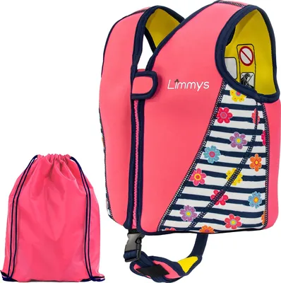 Produktbild von Limmys Schwimmweste für Kinder - Schwimmweste mit einstellbarem Auftrieb - Sichere und bequeme Schwimmweste - Rosa Blütenblatt - S (1 bis 2 Jahre)