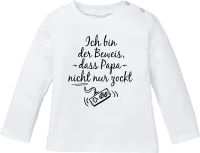 Produktbild von Baby Langarmshirt Babyshirt Babyshirt Ich bin der Beweis dass Papa nicht nur zockt Gamer Zocker Spruch lustig Jungen Mädchen Shirt Moonworks® weiß 56/62 (1-3 Monate)