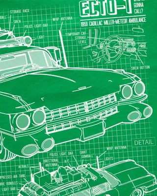 Produktbild von style3 ECTO-1 Blaupause Herren T-Shirt geisterjäger