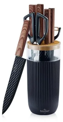 Produktbild von Kochmesser-Set 8-teilig Swiss Haus, Edelstahl, schwarz