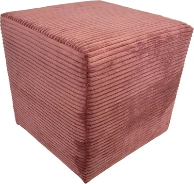 Produktbild von Cord-Hocker POSO 40x40 cm gepolstert quadratisch – weicher Sitzhocker oder Fußhocker für Wohnzimmer/Schlafzimmer – Dunkelrosa