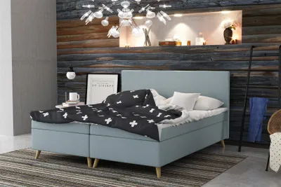 Produktbild von Boxspringbett Schlafzimmerbett Sileno 180x220cm in Stoff Sawana Grau