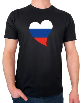 Produktbild von Huuraa Herren T-Shirt Russland Flagge Herz L Black Bio Baumwolle Fairtrade Herrenshirt Geschenkidee