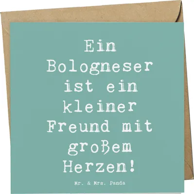 Produktbild von Mr. & Mrs. Panda Grußkarte Spruch Bologneser Herzfreund - Meeresbrise - Geschenk, liebevolles Wesen, verspielte Hunde, Liebe, Hunderassen Beschreibung, freundliche Natur