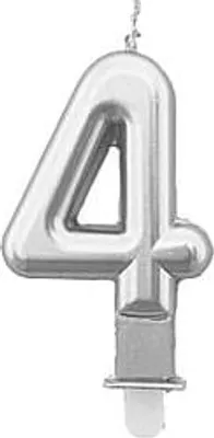Immagine prodotto di Candela con il numero "4" in argento