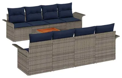 Imagen del producto de vidaXL Juego de sofás de jardín, 9 piezas, color gris, tejido de polirratán