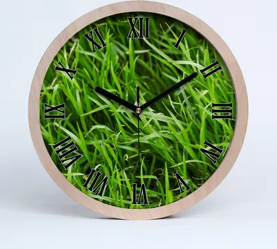 Produktbild von Holzuhr 20fi cm wanduhr - schwarze Spitzen - Gras