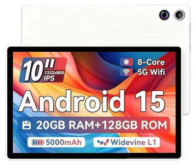 Produktbild von Tablet 10,4'' Android 15 mit 128 GB (TF-Karte bis zu 1 TB), 20 GB RAM, 1332x800 HD, zwei Lautsprecher, Octa-Core, WLAN 6