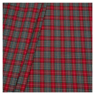 Produktbild von Modestoff Dekostoff Schottenkaro - Meterware, Farbe Rot-Grau - zum Nähen von Bekleidung und Deko.