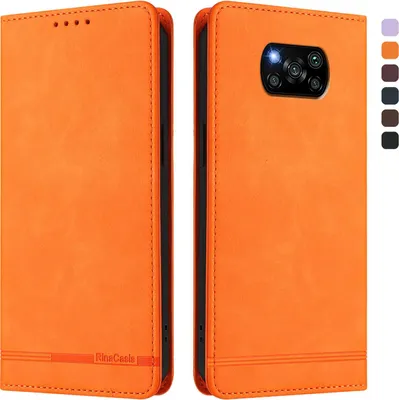 Obrázek produktu pro Pouzdro pro Xiaomi Poco X3/Poco X3 NFC/Poco X3 Pro, retroPolyuretankožené flip pouzdro s stojánkem a přihrádkami na karty Pomerančový